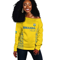 Rwanda Football Custom Off Shoulder Sweater Stand With Amavubi - Yellow - Wonder Print Shop