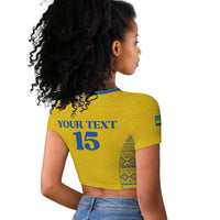 Rwanda Football Custom Raglan Cropped T shirt Stand With Amavubi - Yellow LT15