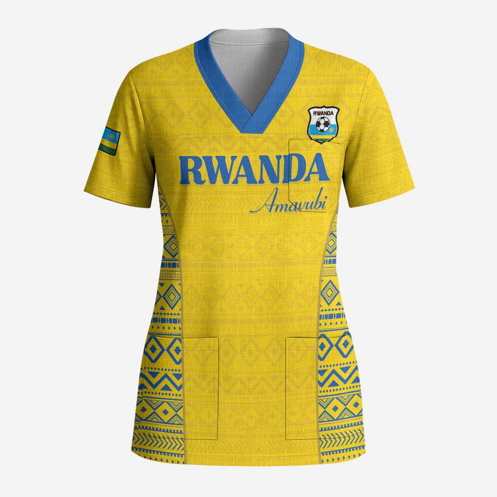 Rwanda Football Custom Scrub Top Stand With Amavubi - Yellow - Wonder Print Shop