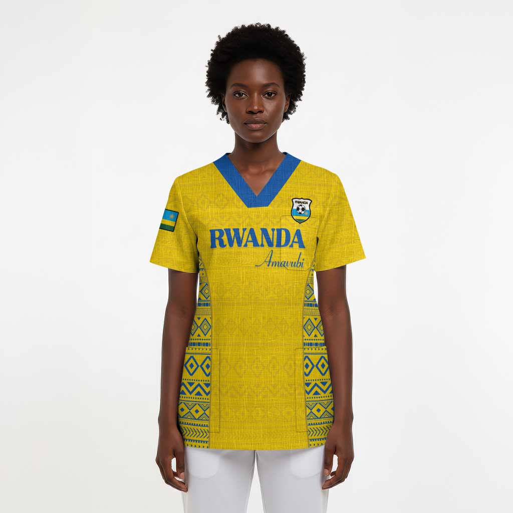Rwanda Football Custom Scrub Top Stand With Amavubi - Yellow - Wonder Print Shop