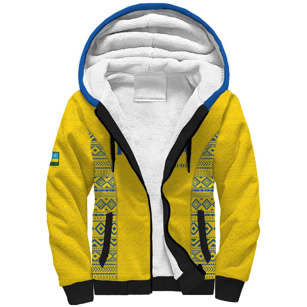 Rwanda Football Custom Sherpa Hoodie Stand With Amavubi - Yellow - Wonder Print Shop