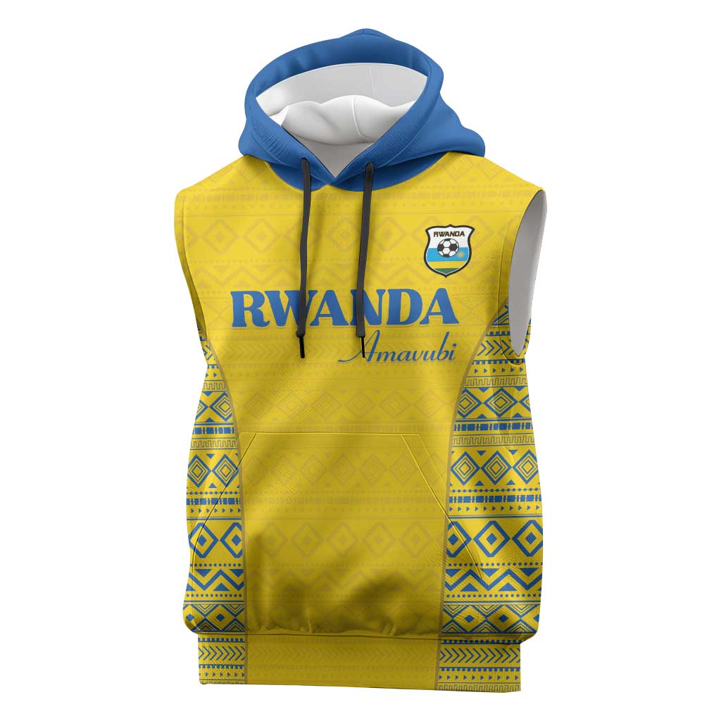 Rwanda Football Custom Sleeveless Hoodie Stand With Amavubi - Yellow - Wonder Print Shop