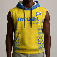 Rwanda Football Custom Sleeveless Hoodie Stand With Amavubi - Yellow - Wonder Print Shop