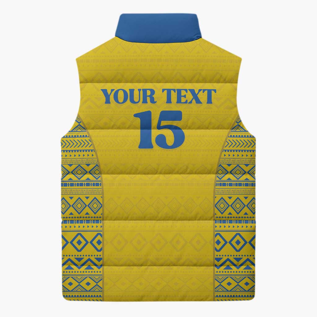 Rwanda Football Custom Sleeveless Puffer Jacket Stand With Amavubi - Yellow - Wonder Print Shop