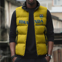 Rwanda Football Custom Sleeveless Puffer Jacket Stand With Amavubi - Yellow - Wonder Print Shop