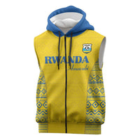 Rwanda Football Custom Sleeveless Zip Hoodie Stand With Amavubi - Yellow - Wonder Print Shop