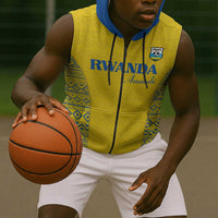 Rwanda Football Custom Sleeveless Zip Hoodie Stand With Amavubi - Yellow - Wonder Print Shop