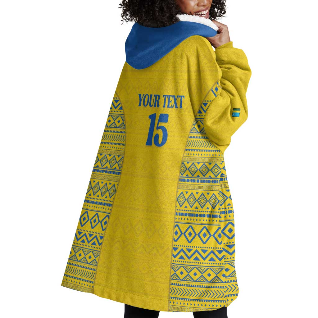 Rwanda Football Custom Wearable Blanket Hoodie Stand With Amavubi - Yellow - Wonder Print Shop