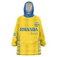 Rwanda Football Custom Wearable Blanket Hoodie Stand With Amavubi - Yellow - Wonder Print Shop