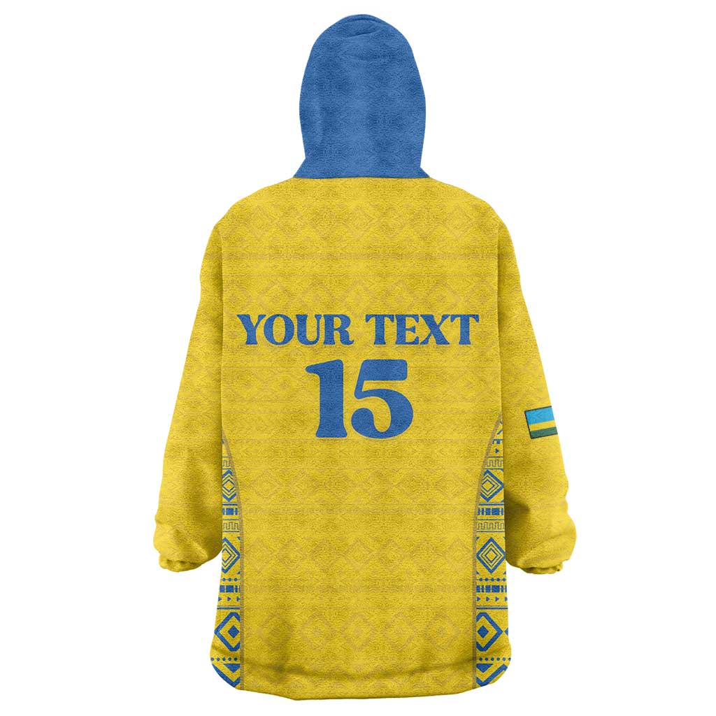Rwanda Football Custom Wearable Blanket Hoodie Stand With Amavubi - Yellow - Wonder Print Shop