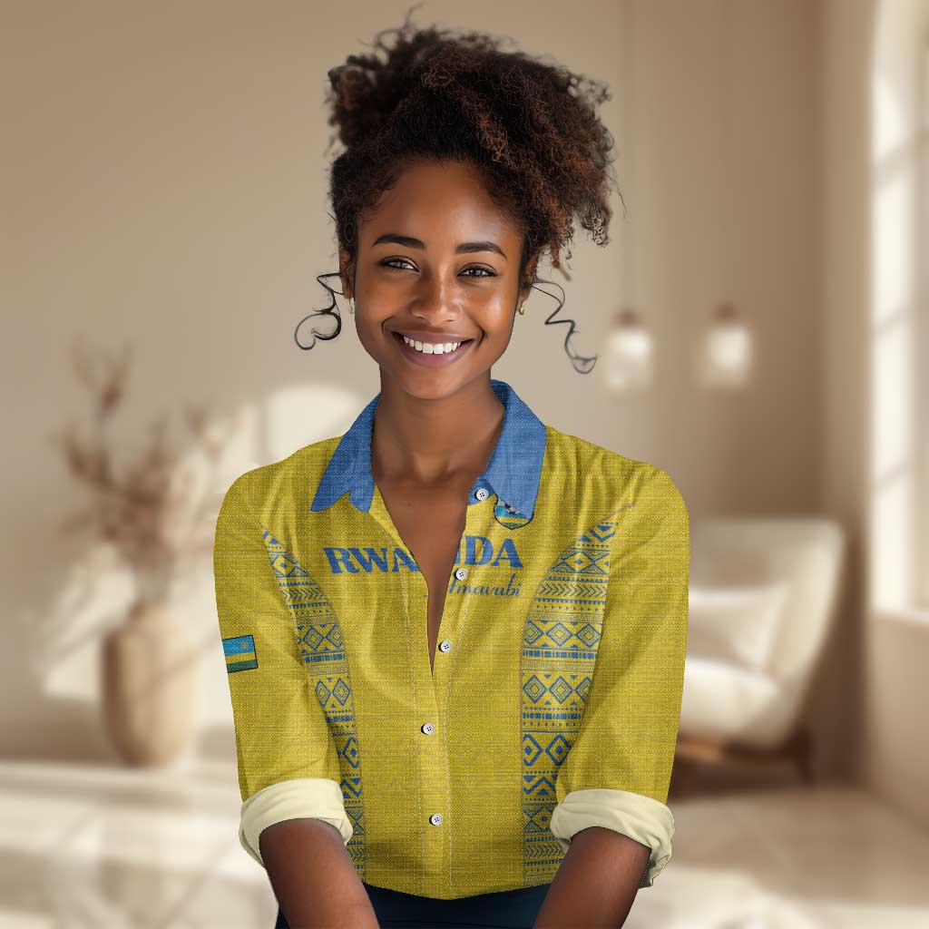 Rwanda Football Custom Women Casual Shirt Stand With Amavubi - Yellow - Wonder Print Shop