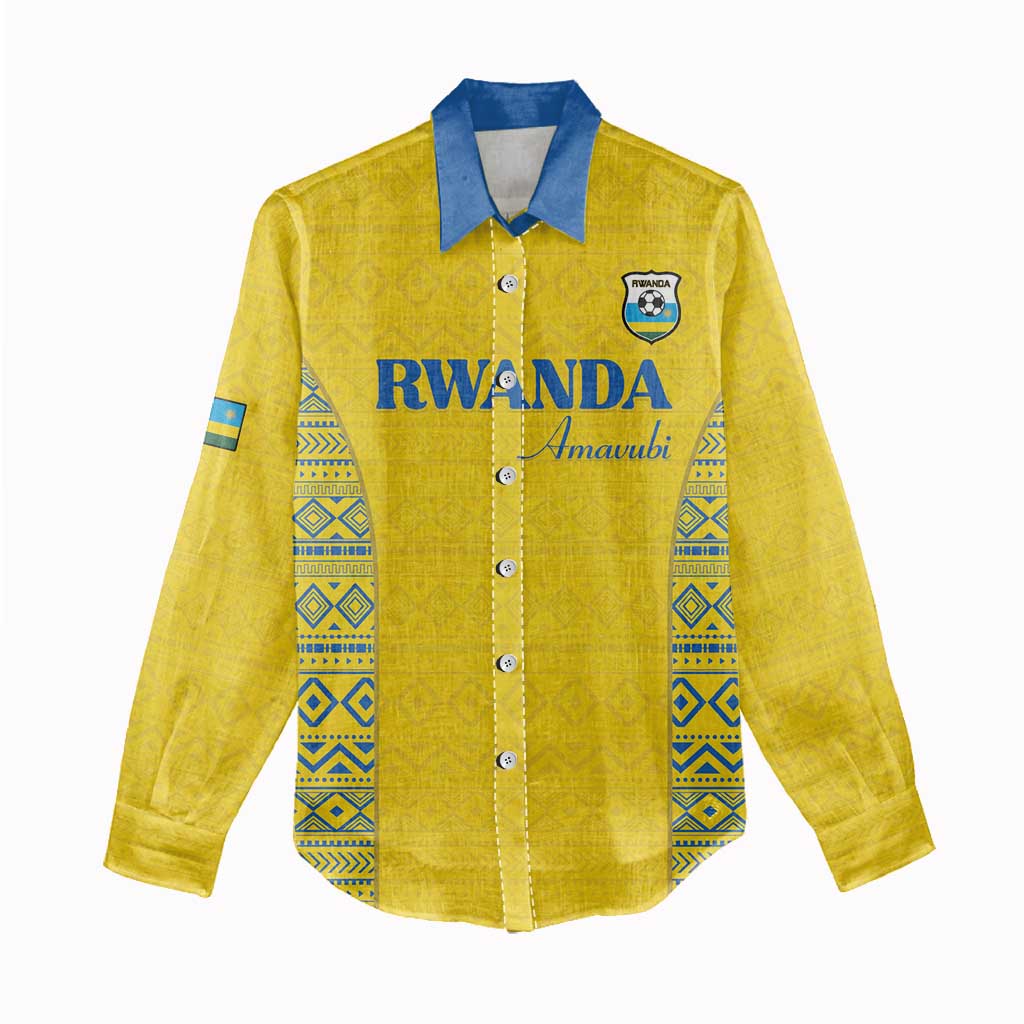 Rwanda Football Custom Women Casual Shirt Stand With Amavubi - Yellow - Wonder Print Shop