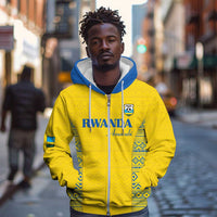 Rwanda Football Custom Zip Hoodie Stand With Amavubi - Yellow - Wonder Print Shop