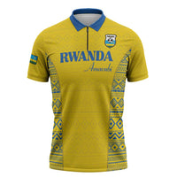 Rwanda Football Custom Zipper Polo Shirt Stand With Amavubi - Yellow - Wonder Print Shop