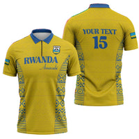 Rwanda Football Custom Zipper Polo Shirt Stand With Amavubi - Yellow - Wonder Print Shop