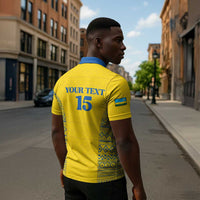 Rwanda Football Custom Zipper Polo Shirt Stand With Amavubi - Yellow - Wonder Print Shop