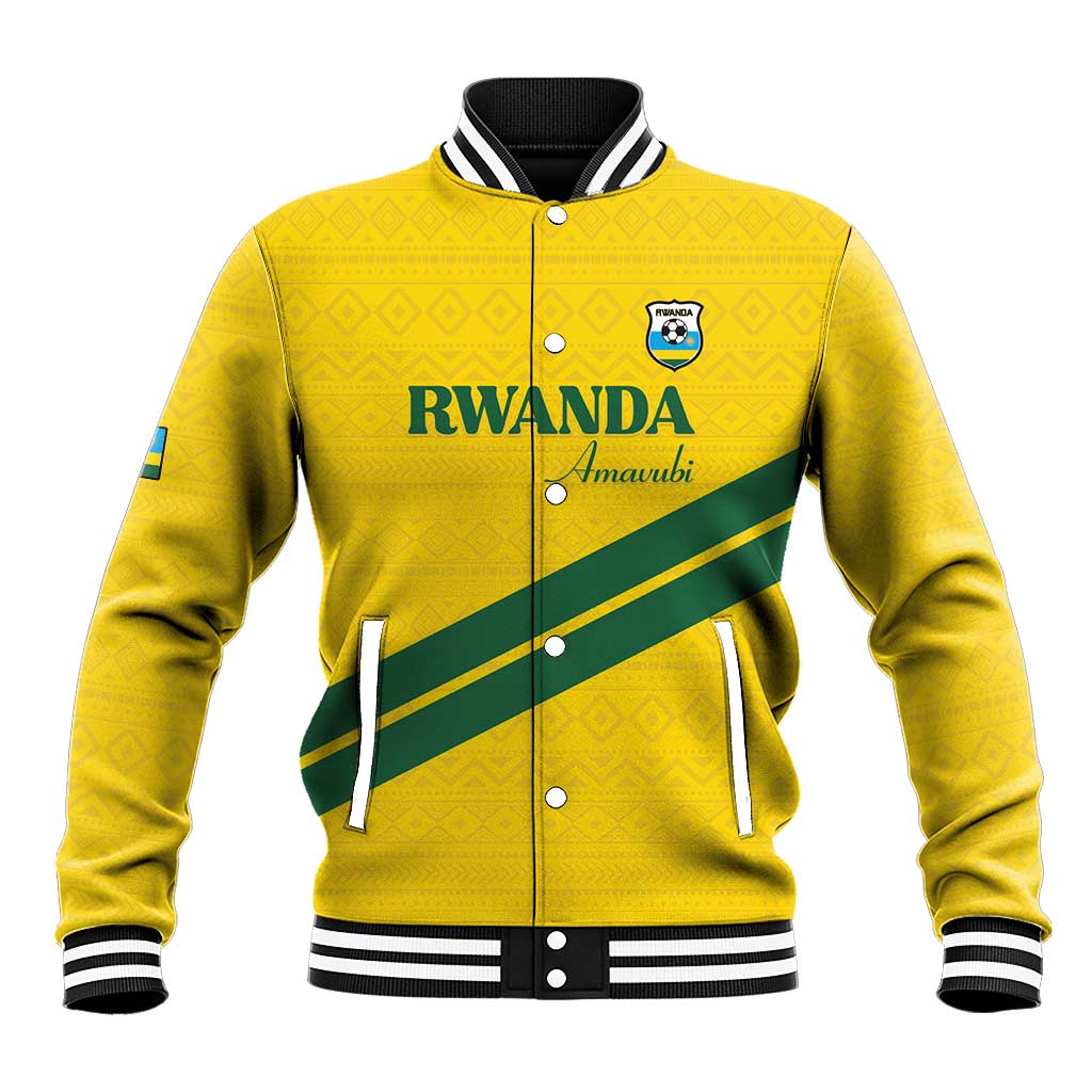Custom Rwanda Football Baseball Jacket Pride Of Rwanda - Yellow - Wonder Print Shop