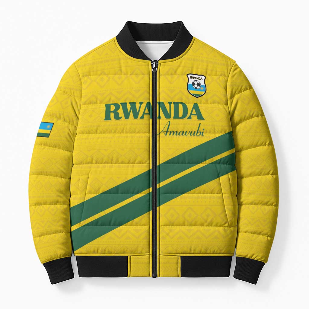 Custom Rwanda Football Bomber Puffer Jacket Pride Of Rwanda - Yellow - Wonder Print Shop