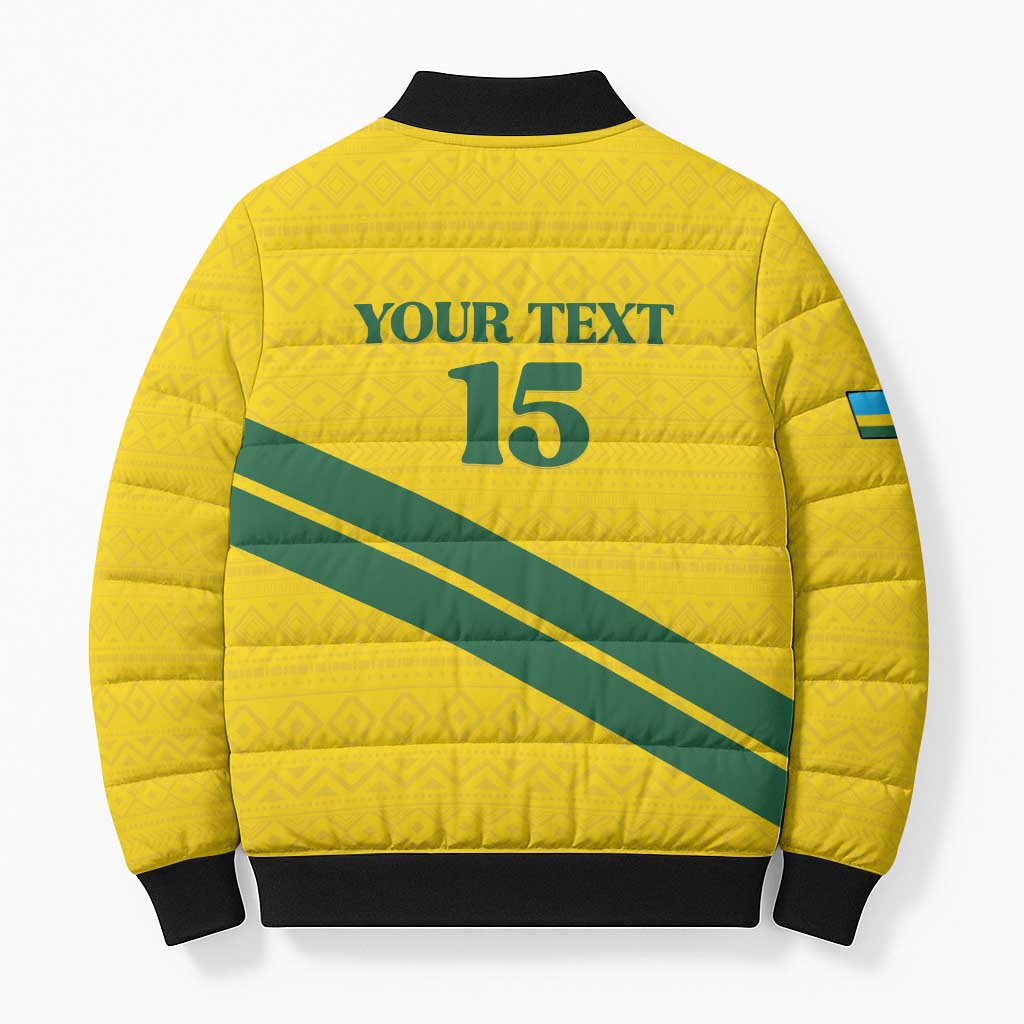 Custom Rwanda Football Bomber Puffer Jacket Pride Of Rwanda - Yellow - Wonder Print Shop