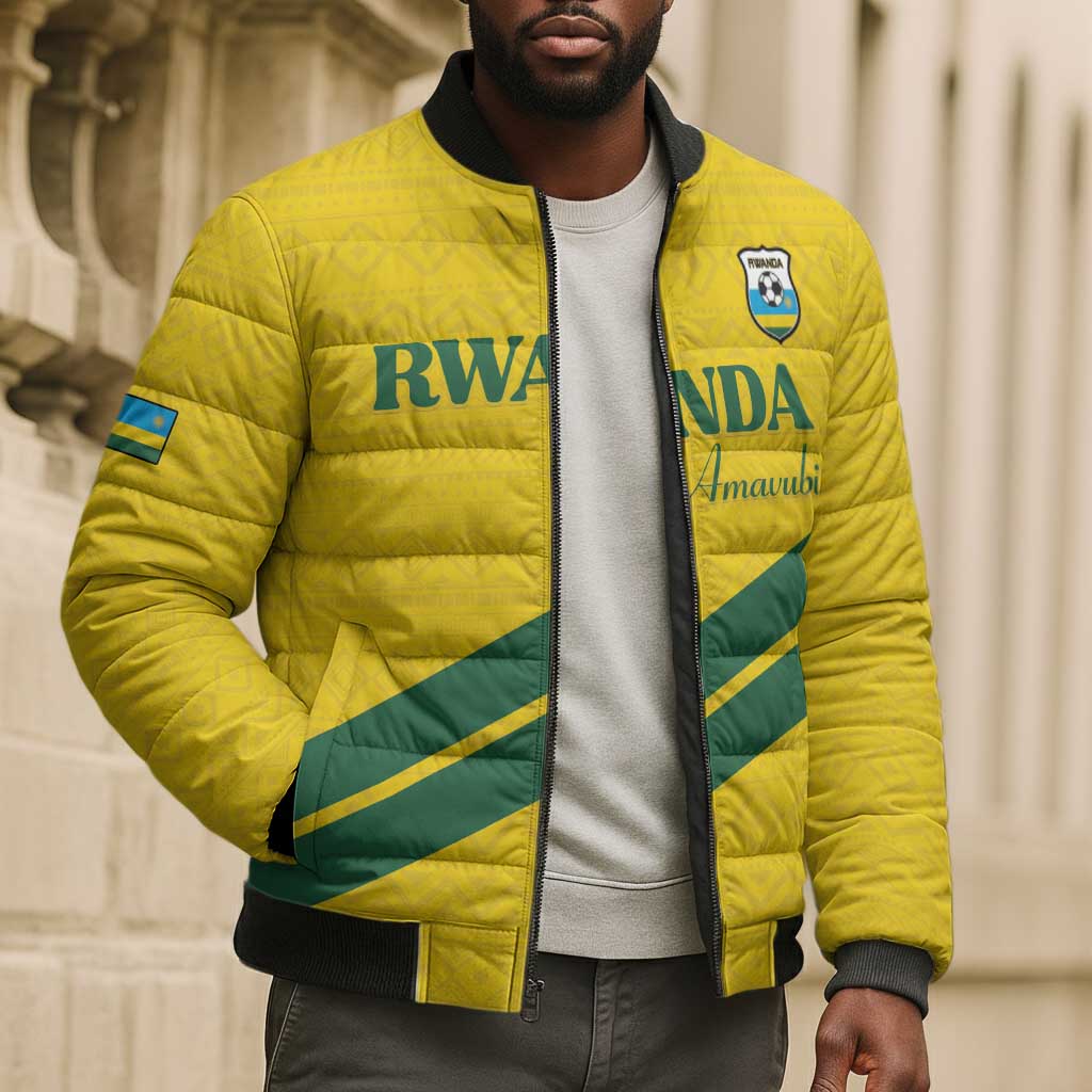 Custom Rwanda Football Bomber Puffer Jacket Pride Of Rwanda - Yellow - Wonder Print Shop