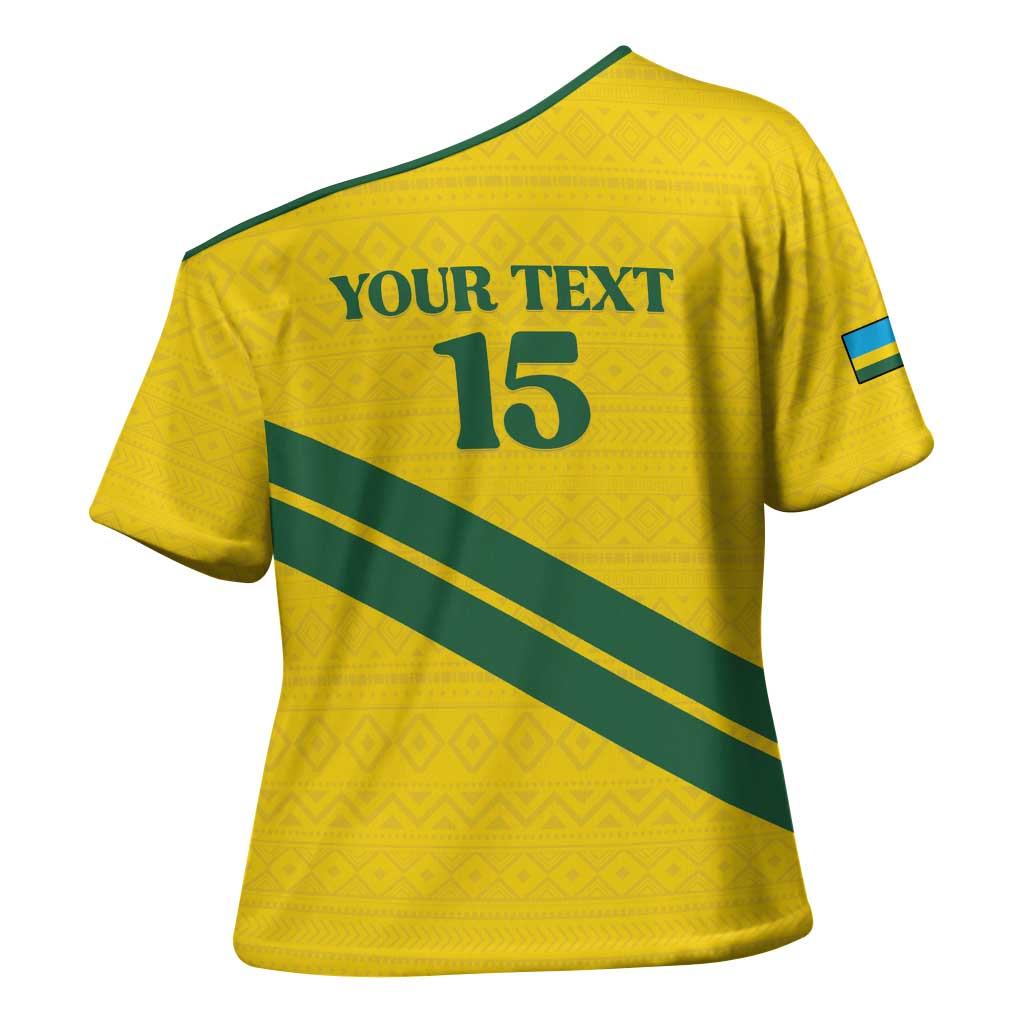Custom Rwanda Football Cross Shoulder Shirt Pride Of Rwanda - Yellow - Wonder Print Shop