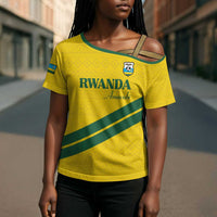 Custom Rwanda Football Cross Shoulder Shirt Pride Of Rwanda - Yellow - Wonder Print Shop