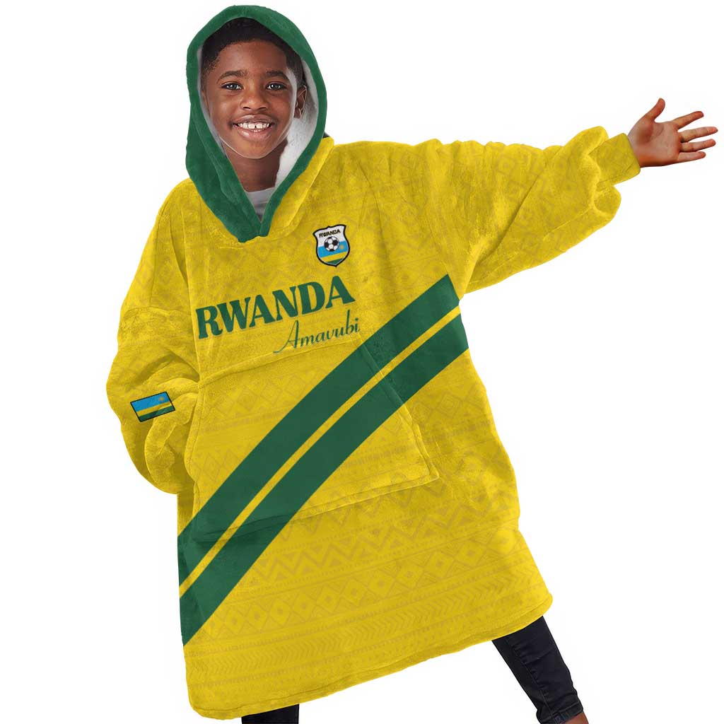 Custom Rwanda Football Kid Wearable Blanket Hoodie Pride Of Rwanda - Yellow - Wonder Print Shop