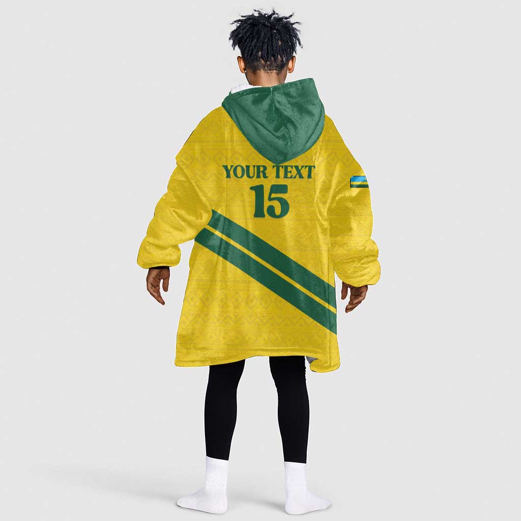 Custom Rwanda Football Kid Wearable Blanket Hoodie Pride Of Rwanda - Yellow - Wonder Print Shop
