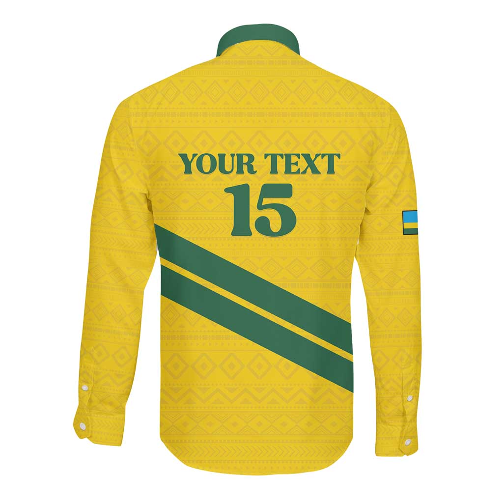 Custom Rwanda Football Long Sleeve Button Shirt Pride Of Rwanda - Yellow - Wonder Print Shop