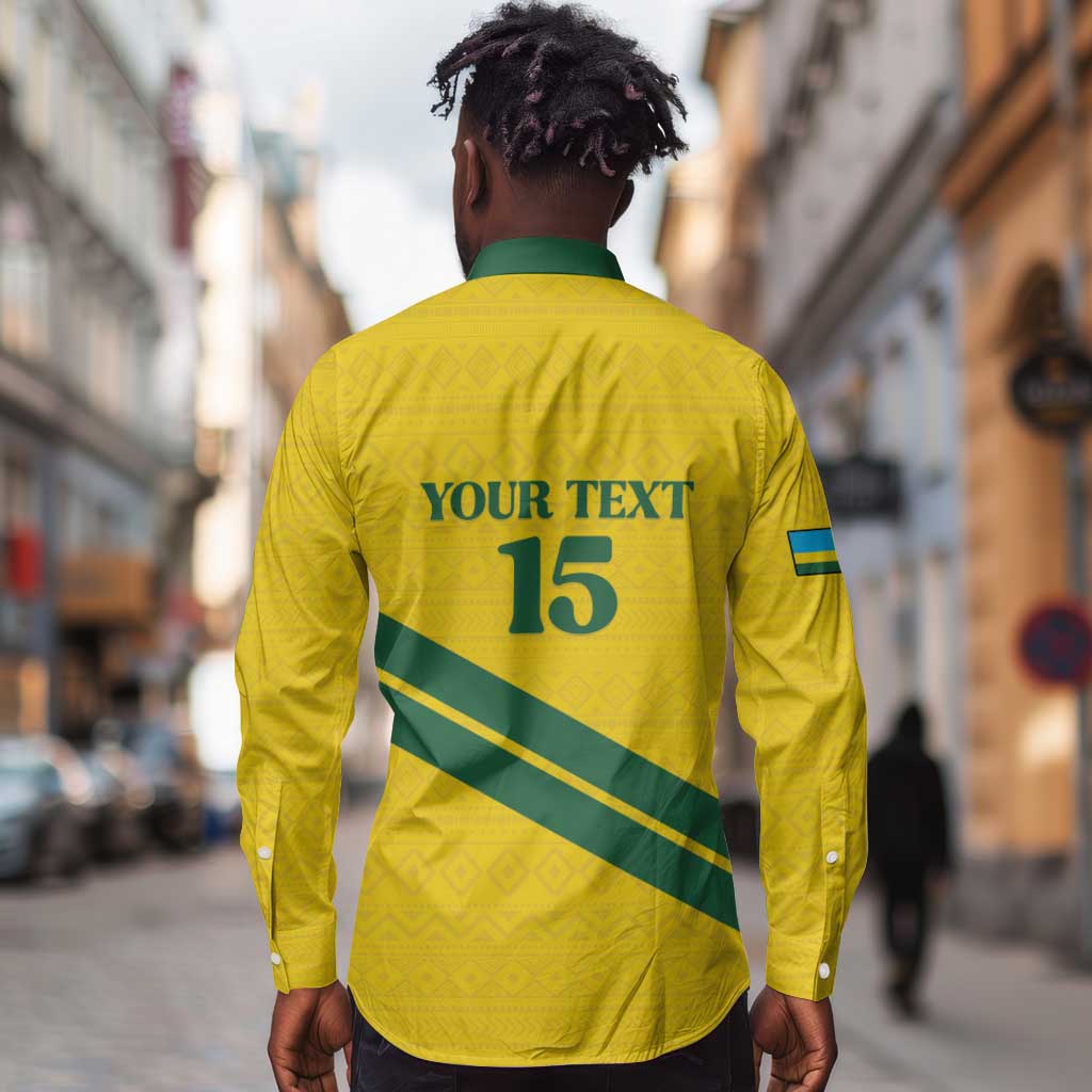 Custom Rwanda Football Long Sleeve Button Shirt Pride Of Rwanda - Yellow - Wonder Print Shop