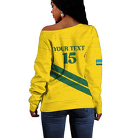 Custom Rwanda Football Off Shoulder Sweater Pride Of Rwanda - Yellow - Wonder Print Shop