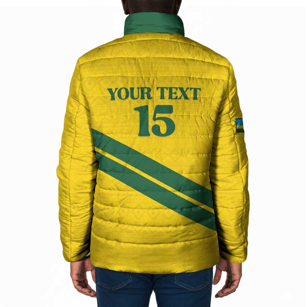 Custom Rwanda Football Padded Jacket Pride Of Rwanda - Yellow - Wonder Print Shop