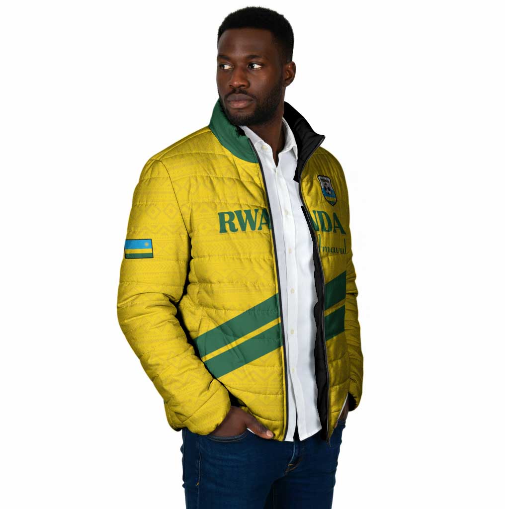 Custom Rwanda Football Padded Jacket Pride Of Rwanda - Yellow - Wonder Print Shop