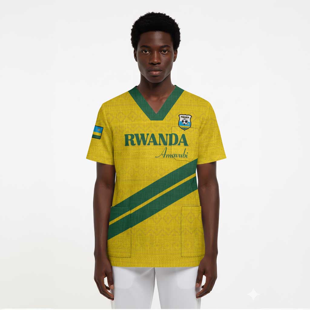 Custom Rwanda Football Scrub Top Pride Of Rwanda - Yellow - Wonder Print Shop