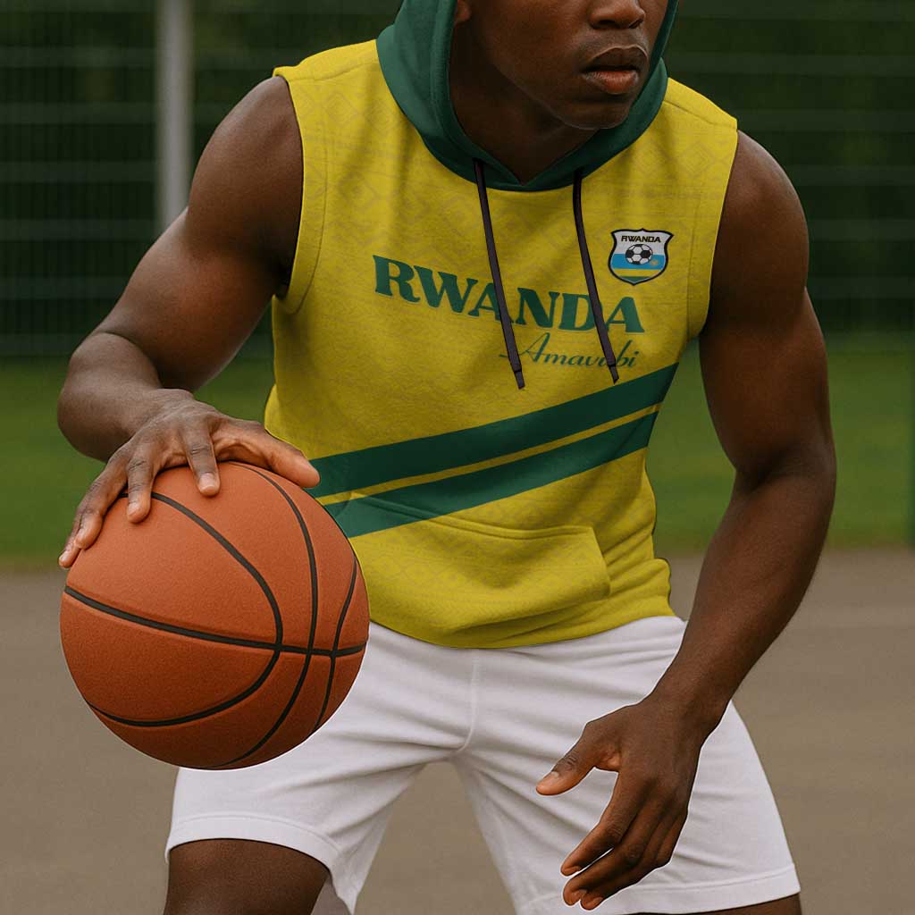 Custom Rwanda Football Sleeveless Hoodie Pride Of Rwanda - Yellow - Wonder Print Shop