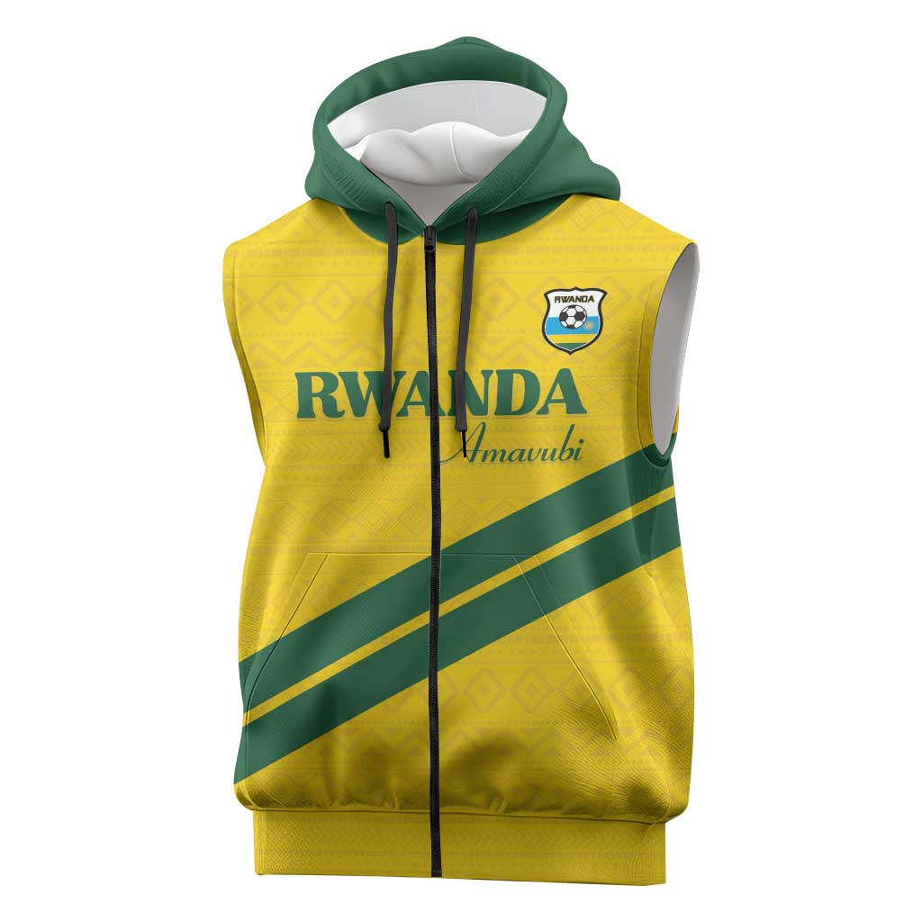 Custom Rwanda Football Sleeveless Zip Hoodie Pride Of Rwanda - Yellow - Wonder Print Shop