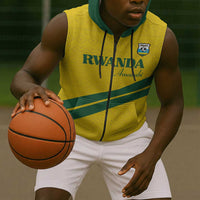 Custom Rwanda Football Sleeveless Zip Hoodie Pride Of Rwanda - Yellow - Wonder Print Shop