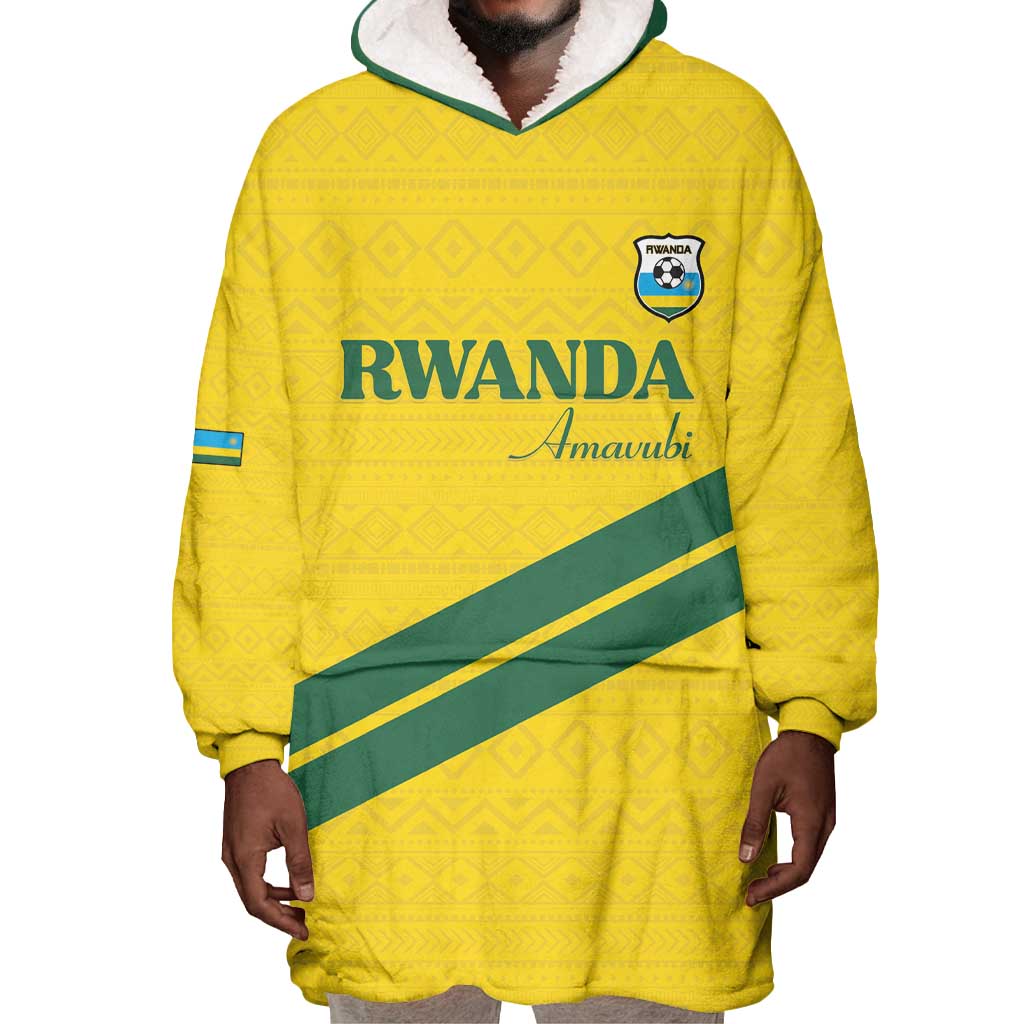 Custom Rwanda Football Wearable Blanket Hoodie Pride Of Rwanda - Yellow - Wonder Print Shop