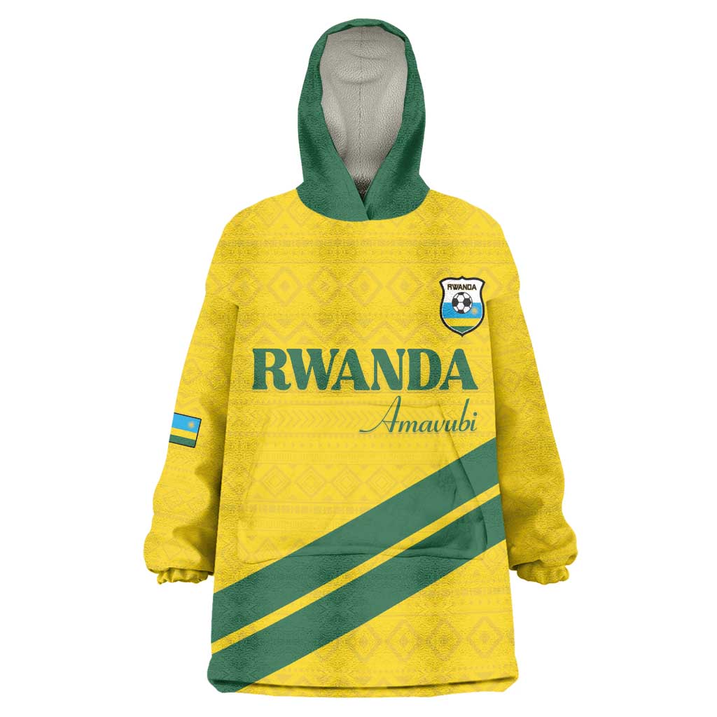 Custom Rwanda Football Wearable Blanket Hoodie Pride Of Rwanda - Yellow - Wonder Print Shop