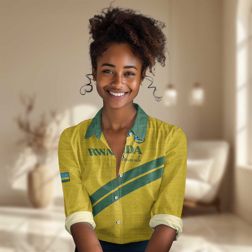 Custom Rwanda Football Women Casual Shirt Pride Of Rwanda - Yellow - Wonder Print Shop