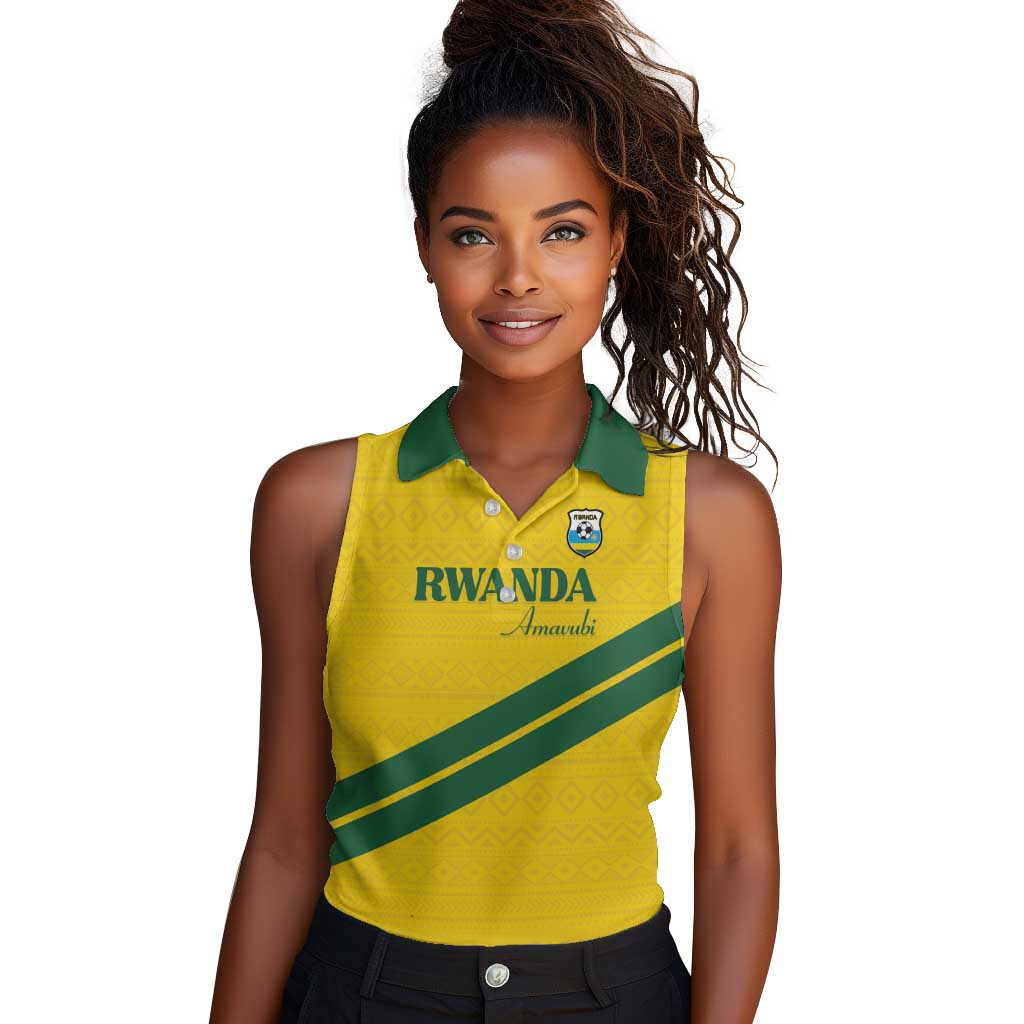Custom Rwanda Football Women Sleeveless Polo Shirt Pride Of Rwanda - Yellow - Wonder Print Shop