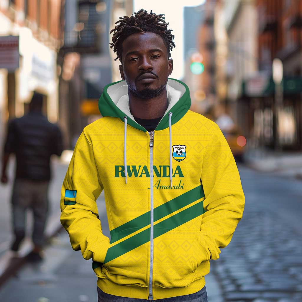 Custom Rwanda Football Zip Hoodie Pride Of Rwanda - Yellow - Wonder Print Shop