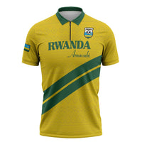 Custom Rwanda Football Zipper Polo Shirt Pride Of Rwanda - Yellow - Wonder Print Shop