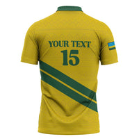 Custom Rwanda Football Zipper Polo Shirt Pride Of Rwanda - Yellow - Wonder Print Shop