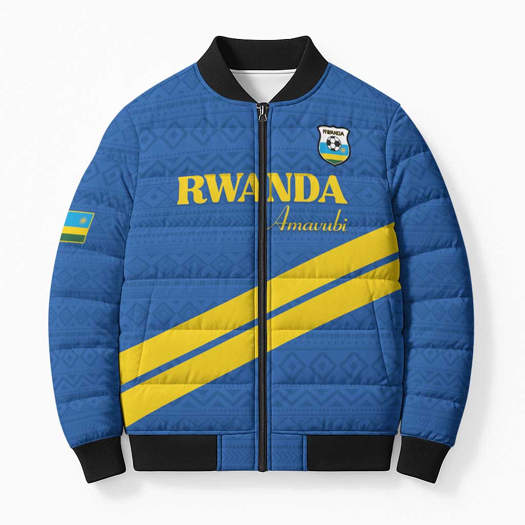 Custom Rwanda Football Bomber Puffer Jacket Pride Of Rwanda - Blue - Wonder Print Shop
