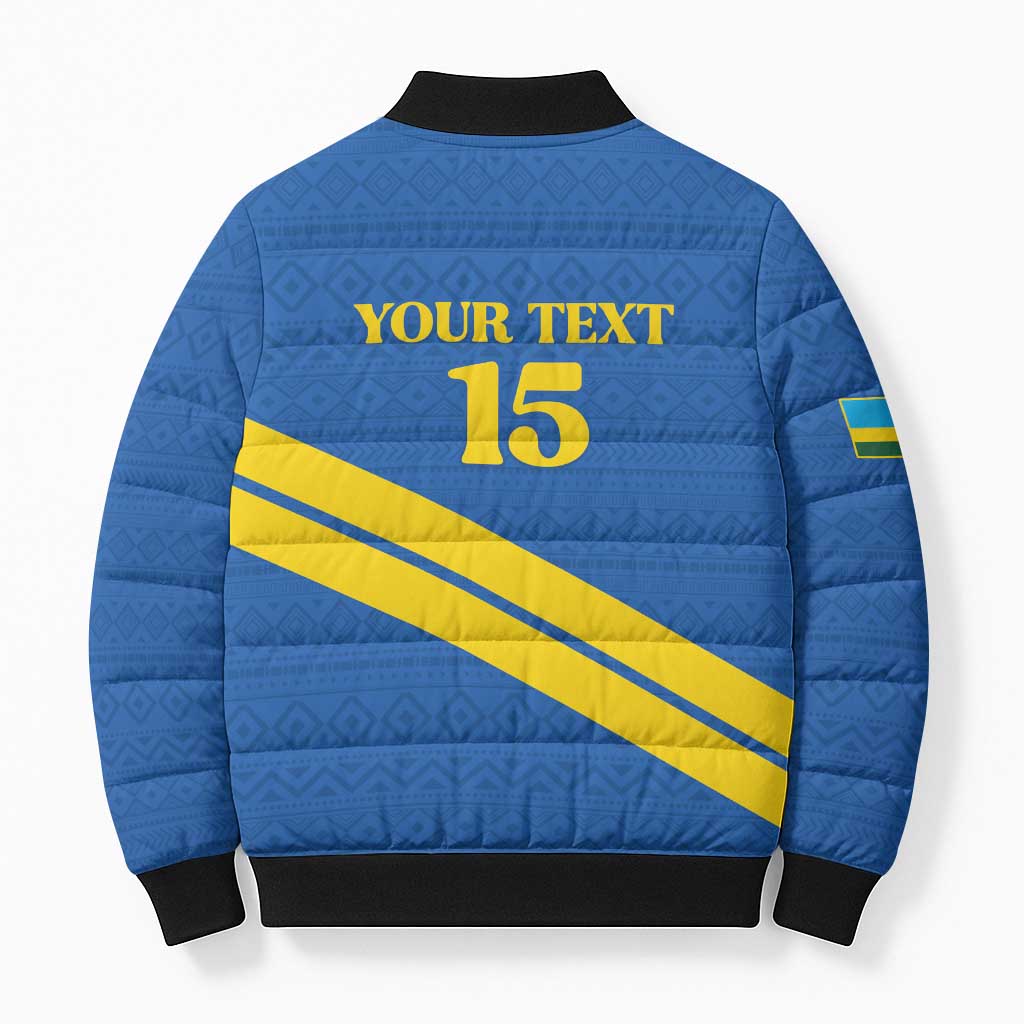 Custom Rwanda Football Bomber Puffer Jacket Pride Of Rwanda - Blue - Wonder Print Shop