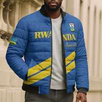 Custom Rwanda Football Bomber Puffer Jacket Pride Of Rwanda - Blue - Wonder Print Shop