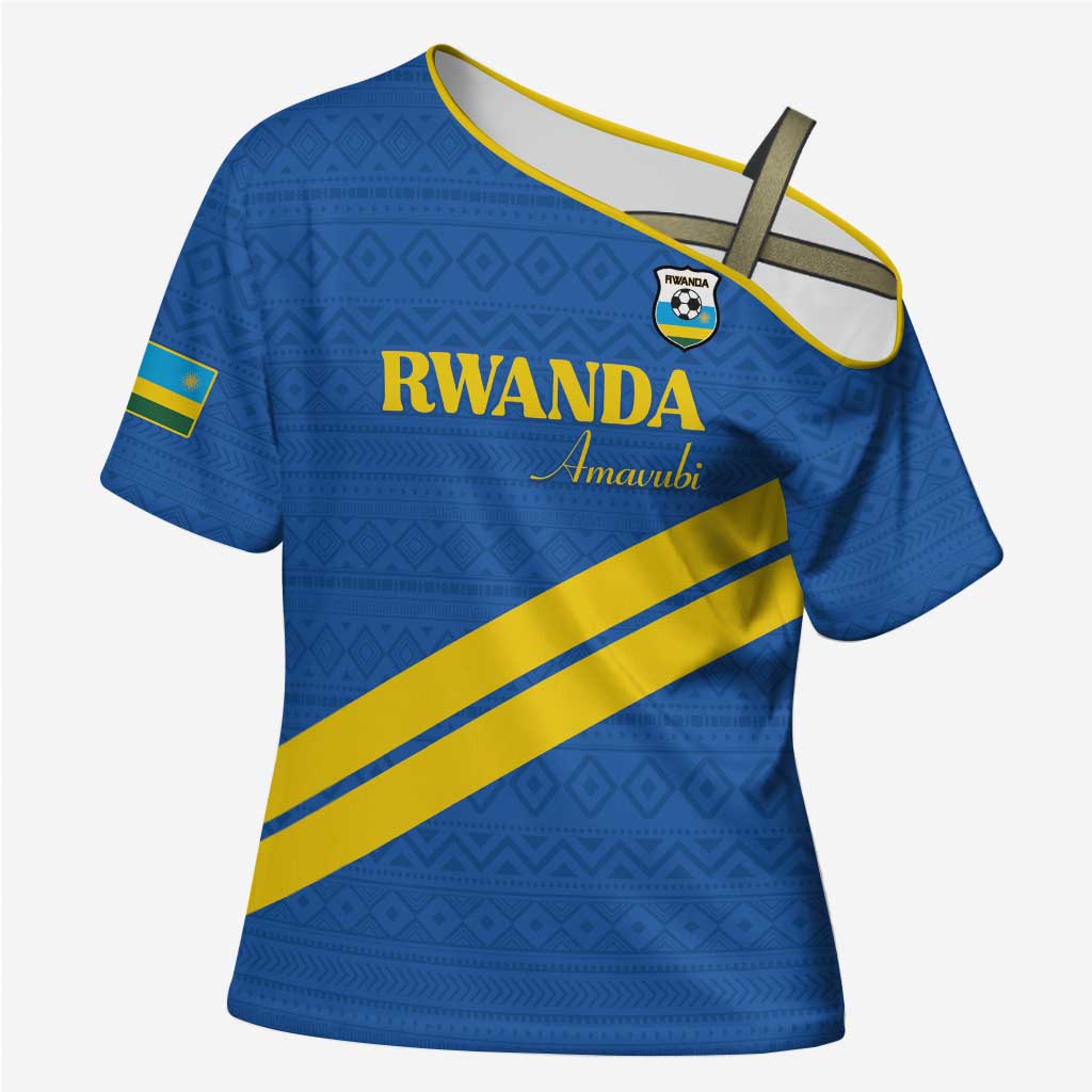 Custom Rwanda Football Cross Shoulder Shirt Pride Of Rwanda - Blue - Wonder Print Shop