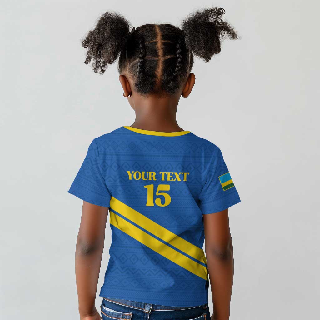 Custom Rwanda Football Kid T shirt Pride Of Rwanda - Blue LT15