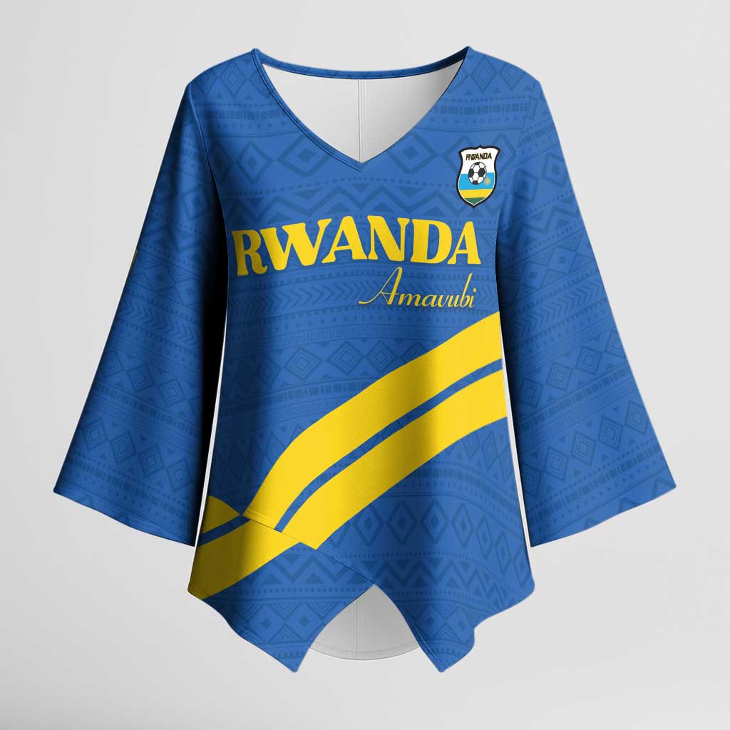 Custom Rwanda Football Kimono Sleeve Blouse Pride Of Rwanda - Blue - Wonder Print Shop